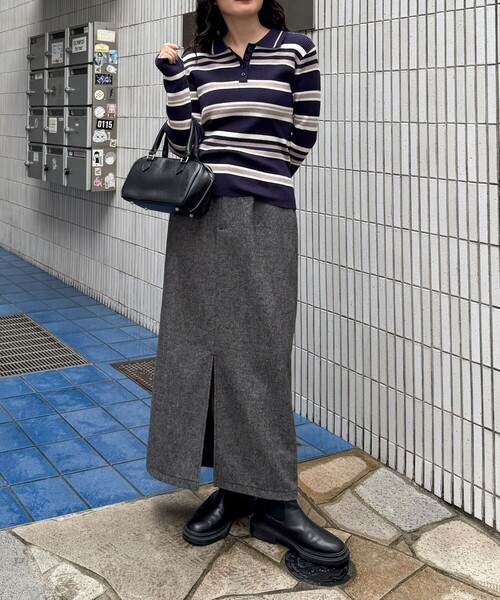 fredy emue（フレディエミュ）の「《セットアップ対応》ツィードタイトスカート（スカート・レディース・ダークブラウン/チャコールグレー・38/36）」の5枚目の写真