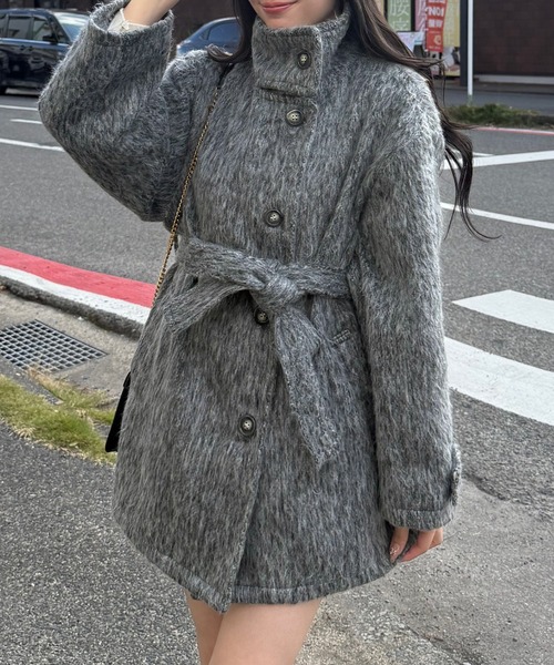 セール】ベルト付きシャギーミドルコート（その他アウター）｜JUNOAH