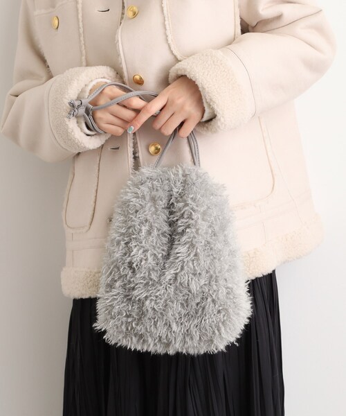 grove（グローブ）の「プードル巾着チェーンショルダー（ショルダーバッグ・レディース・ブラウン系その他/サックスブルー/チャコールグレー/パープル・00）」の3枚目の写真