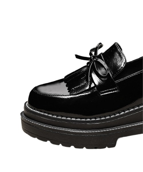shoes365(シューズスリーシックスファイヴ)の「厚底リボンタッセルローファー(ローファー・レディース・ブラック・23.0cm/23.5cm/24.5cm/25.0cm/25.5cm)」の13枚目の写真