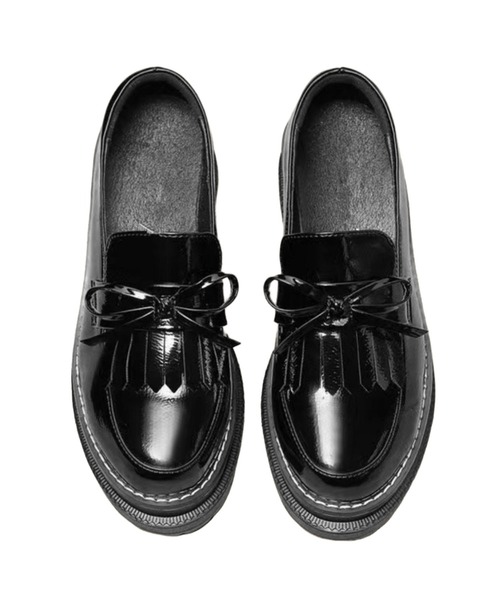 shoes365(シューズスリーシックスファイヴ)の「厚底リボンタッセルローファー(ローファー・レディース・ブラック・23.0cm/23.5cm/24.5cm/25.0cm/25.5cm)」の5枚目の写真