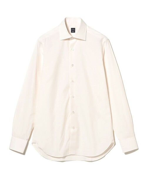 【新品未使用】BEAMS F オフホワイト ソリッド ワイドカラーシャツ コットン オフホワイト ソリッド ワイドカラーシャツ（シャツ/ブラウス