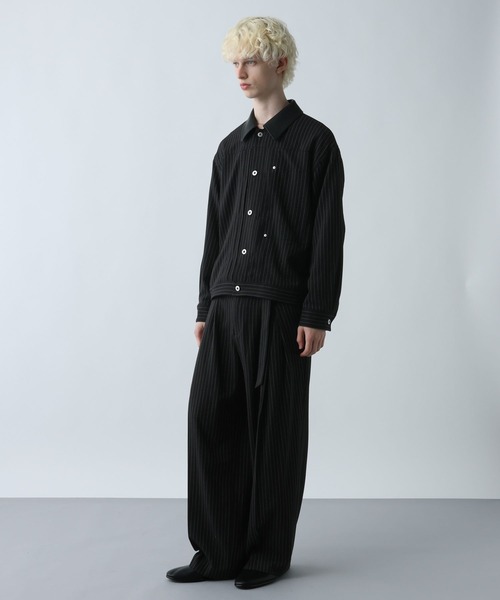 HARE（ハレ）の「【SET UP対応】ダブルウィーブストライプトラッカージャケット(HARE)（ブルゾン・メンズ・グレー/ブラック・FREE）」の4枚目の写真