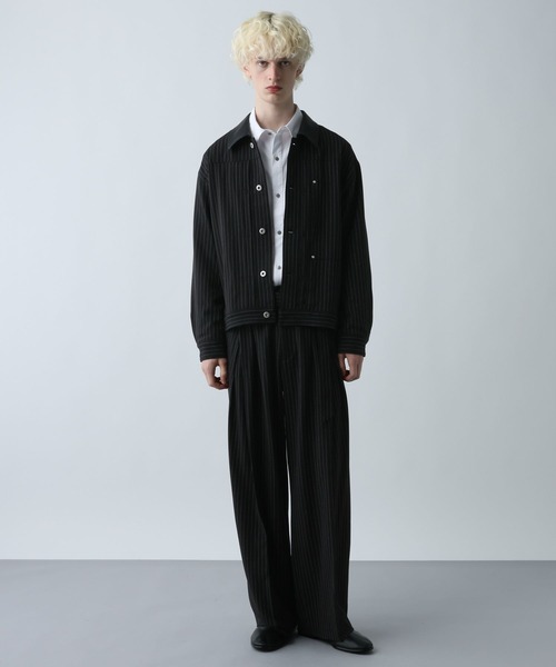 HARE トランジションジャケット ブラック　完売品 セール】【SET UP対応】ダブルウィーブストライプトラッカージャケット