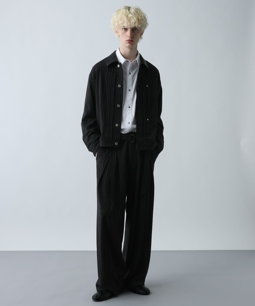 セール】【SET UP対応】ダブルウィーブストライプトラッカージャケット