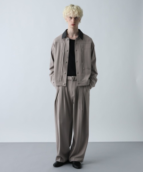 HARE（ハレ）の「【SET UP対応】ダブルウィーブストライプトラッカージャケット(HARE)（ブルゾン・メンズ・グレー/ブラック・FREE）」の7枚目の写真