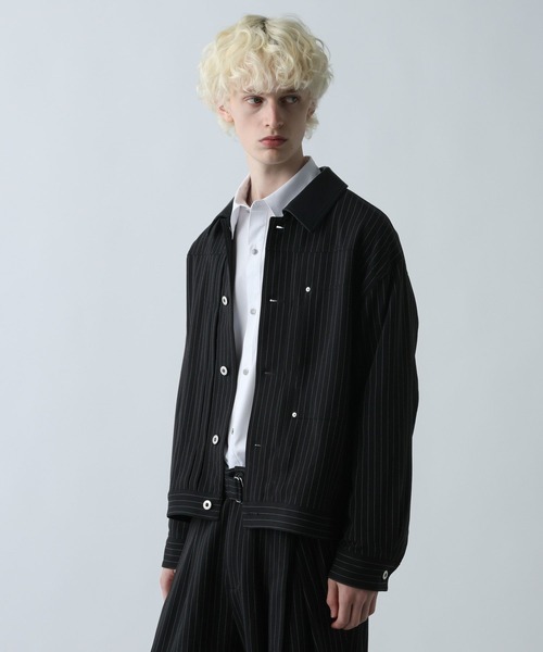 HARE（ハレ）の「【SET UP対応】ダブルウィーブストライプトラッカージャケット(HARE)（ブルゾン・メンズ・グレー/ブラック・FREE）」の11枚目の写真