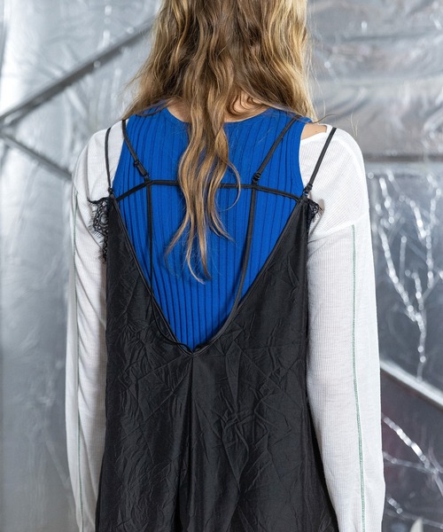 AULA AILA（アウラアイラ）の「キャミソールロングジレ（ワンピース・レディース・オフホワイト/マルチ/ブラック・0）」の8枚目の写真