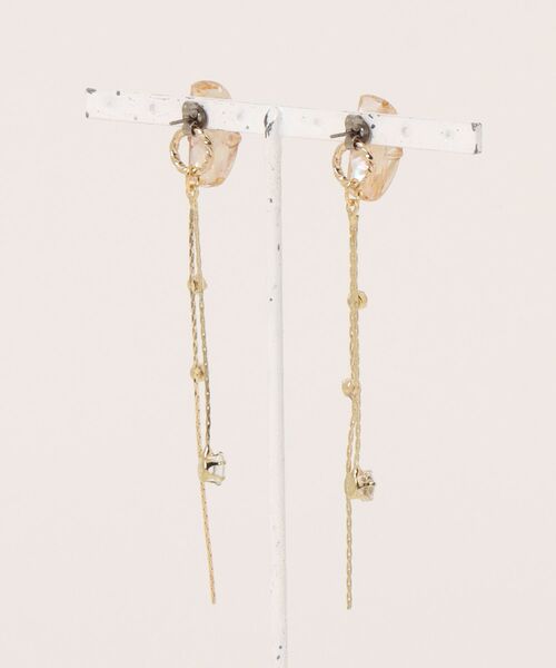 tone(トーン)の「【masamiyabi】シェルのかけらチェーンピアス(MA)(ピアス(両耳用)・レディース・ホワイト/ボルドー/ベージュ/エメラルド・FREE)」の9枚目の写真