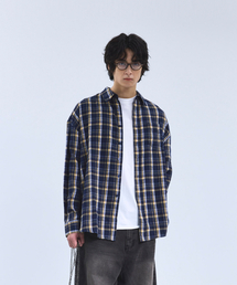 STANDARDERROR（スタンダードエラー）の「87-STAN085 レトロパターンオーバーサイズポケット長袖チェックシャツネイビー（シャツ/ブラウス）」