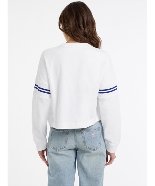 GUESS JEANS（ゲスジーンズ）の「GUESS JEANS Long Sleeves Rib Crew Neck Sweatshirt スウェット（スウェット・レディース・ホワイト/ブラック・SMALL/X-SMALL/MEDIUM/LARGE）」の3枚目の写真