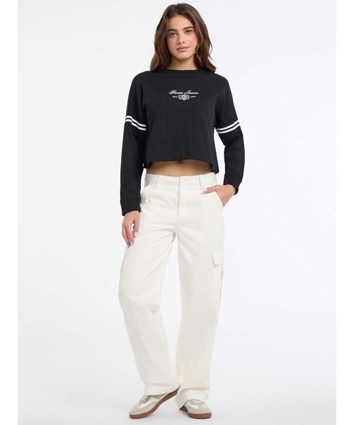 GUESS JEANS（ゲスジーンズ）の「GUESS JEANS Long Sleeves Rib Crew Neck Sweatshirt スウェット（スウェット・レディース・ホワイト/ブラック・SMALL/X-SMALL/MEDIUM/LARGE）」の8枚目の写真