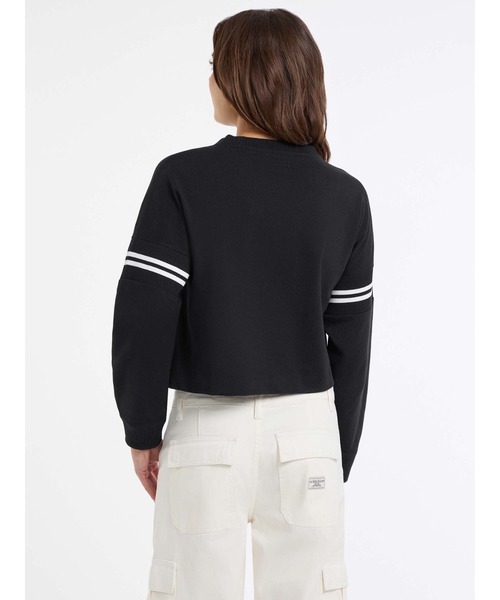 GUESS JEANS（ゲスジーンズ）の「GUESS JEANS Long Sleeves Rib Crew Neck Sweatshirt スウェット（スウェット・レディース・ホワイト/ブラック・SMALL/X-SMALL/MEDIUM/LARGE）」の6枚目の写真