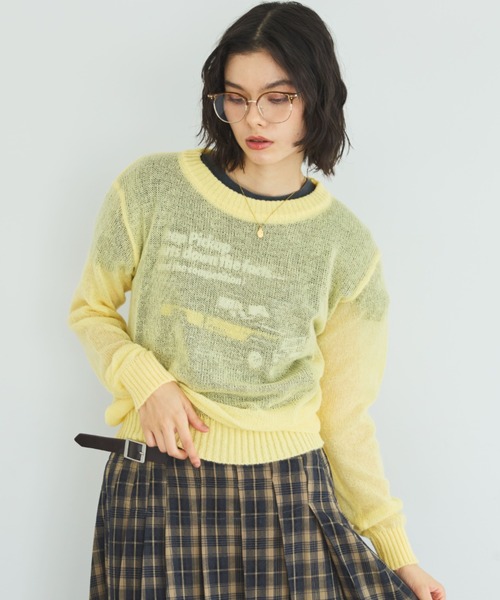 MIRROR STOKE（ミラーストーク）の「【ZOZO限定】SHEER KNIT PULLOVER/シアーニットプルオーバー（ニット/セーター・レディース・レッド/ピンク/イエロー/ブルー/グリーン/グレイッシュベージュ・MEDIUM）」の5枚目の写真