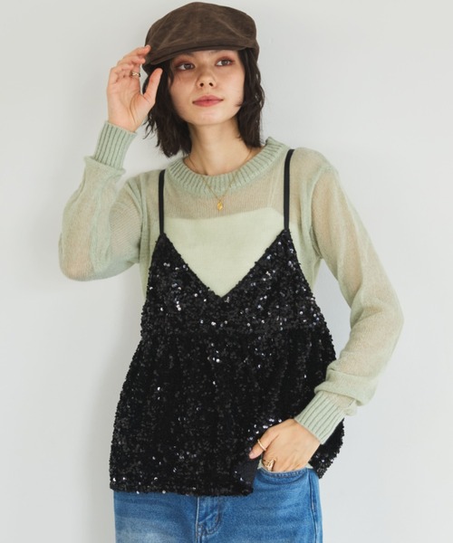 MIRROR STOKE（ミラーストーク）の「【ZOZO限定】SHEER KNIT PULLOVER/シアーニットプルオーバー（ニット/セーター・レディース・レッド/ピンク/イエロー/ブルー/グリーン/グレイッシュベージュ・MEDIUM）」の3枚目の写真