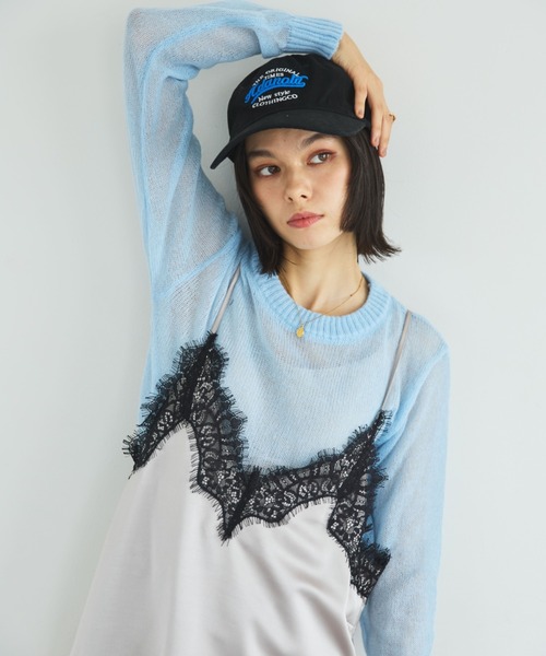MIRROR STOKE（ミラーストーク）の「【ZOZO限定】SHEER KNIT PULLOVER/シアーニットプルオーバー（ニット/セーター・レディース・レッド/ピンク/イエロー/ブルー/グリーン/グレイッシュベージュ・MEDIUM）」の15枚目の写真