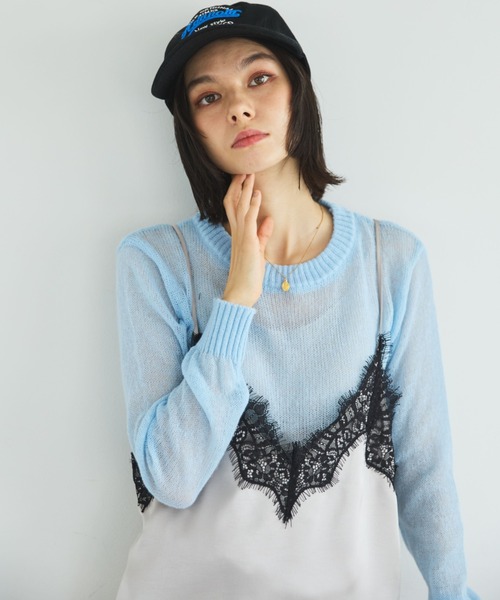 MIRROR STOKE（ミラーストーク）の「【ZOZO限定】SHEER KNIT PULLOVER/シアーニットプルオーバー（ニット/セーター・レディース・レッド/ピンク/イエロー/ブルー/グリーン/グレイッシュベージュ・MEDIUM）」の14枚目の写真