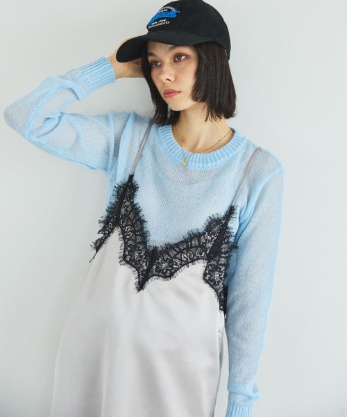 MIRROR STOKE（ミラーストーク）の「【ZOZO限定】SHEER KNIT PULLOVER/シアーニットプルオーバー（ニット/セーター・レディース・レッド/ピンク/イエロー/ブルー/グリーン/グレイッシュベージュ・MEDIUM）」の18枚目の写真