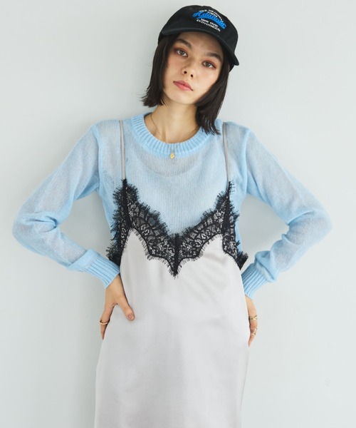 MIRROR STOKE（ミラーストーク）の「【ZOZO限定】SHEER KNIT PULLOVER/シアーニットプルオーバー（ニット/セーター・レディース・レッド/ピンク/イエロー/ブルー/グリーン/グレイッシュベージュ・MEDIUM）」の17枚目の写真
