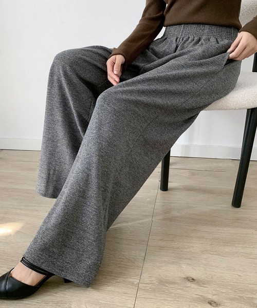 LOWO(ロワ)の「ウエストシャーリング スウェット ワイドパンツ 冬 レディース あったか(その他パンツ・レディース・ブラック/グレー・M/L)」の6枚目の写真
