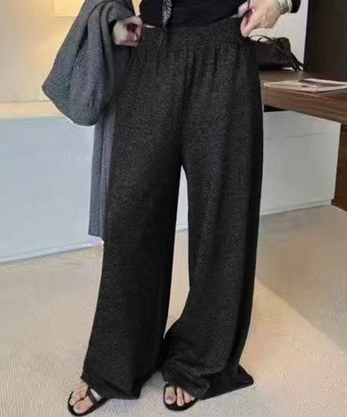 LOWO(ロワ)の「ウエストシャーリング スウェット ワイドパンツ 冬 レディース あったか(その他パンツ・レディース・ブラック/グレー・M/L)」の8枚目の写真