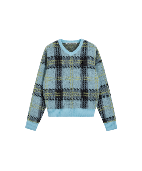 Rest&Recreation（レストアンドレクリエーション）の「CHECK PATTERN HAIRY SWEATER - SKY BLUE（ニット/セーター・レディース・その他・SMALL/LARGE）」の2枚目の写真