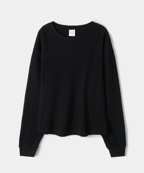 TRIP LE SENS(トリップ ル センス)の「カバーステッチクロップワッフルスウェット_ブラック(Tシャツ/カットソー・メンズ・その他・MEDIUM/LARGE)」の4枚目の写真