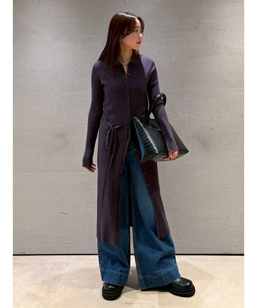 ヘムデザインセミフレアデニムパンツ（デニムパンツ）｜Mila Owen