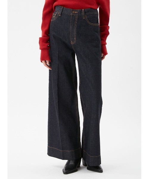 ヘムデザインセミフレアデニムパンツ（デニムパンツ）｜Mila Owen
