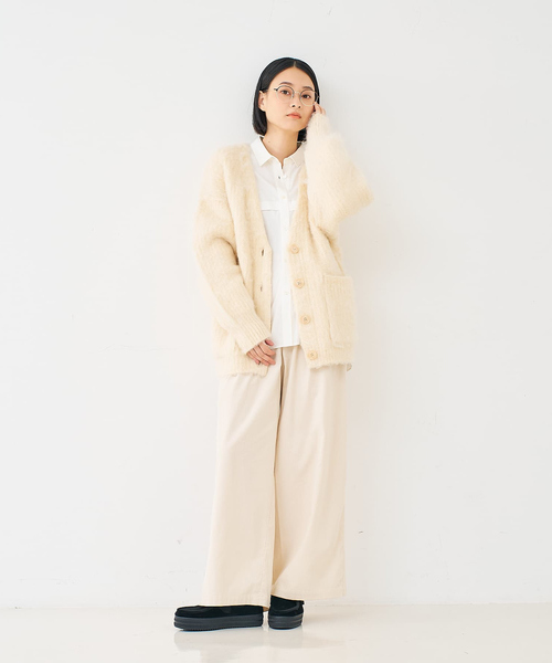 collex（コレックス）の「ヘアリー畦編みカーディガン（カーディガン/ボレロ・レディース・ライトグレー/ライトベージュ/グレー系その他・フリー）」の8枚目の写真