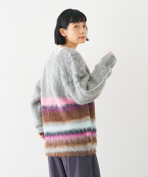 collex（コレックス）の「ヘアリー畦編みカーディガン（カーディガン/ボレロ・レディース・ライトグレー/ライトベージュ/グレー系その他・フリー）」の13枚目の写真