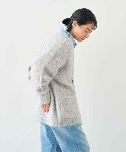 collex（コレックス）の「ヘアリー畦編みカーディガン（カーディガン/ボレロ・レディース・ライトグレー/ライトベージュ/グレー系その他・フリー）」の17枚目の写真
