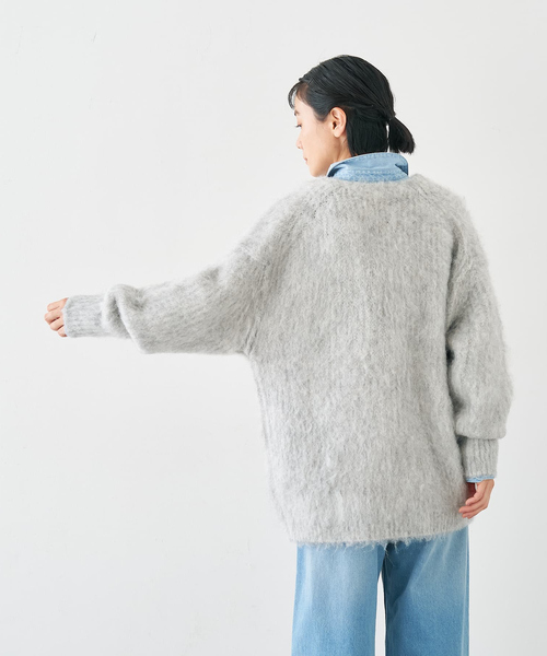 collex（コレックス）の「ヘアリー畦編みカーディガン（カーディガン/ボレロ・レディース・ライトグレー/ライトベージュ/グレー系その他・フリー）」の18枚目の写真