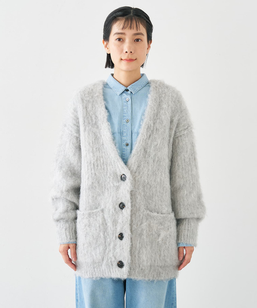 collex（コレックス）の「ヘアリー畦編みカーディガン（カーディガン/ボレロ・レディース・ライトグレー/ライトベージュ/グレー系その他・フリー）」の19枚目の写真