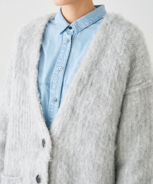 collex（コレックス）の「ヘアリー畦編みカーディガン（カーディガン/ボレロ・レディース・ライトグレー/ライトベージュ/グレー系その他・フリー）」の22枚目の写真