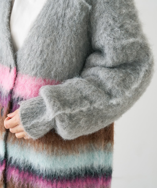 セール】ヘアリー畦編みカーディガン（カーディガン/ボレロ）｜collex