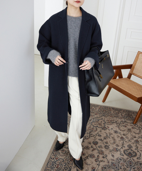 SLOBE IENA（スローブイエナ）の「《WEB限定/追加2》souple woolダブルフェイスチェスターコート（チェスターコート・レディース・ネイビー/キャメル・38/36）」の13枚目の写真