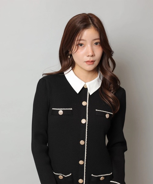 衿付2wayレーストリムニットワンピース（ワンピース）｜Apuweiser