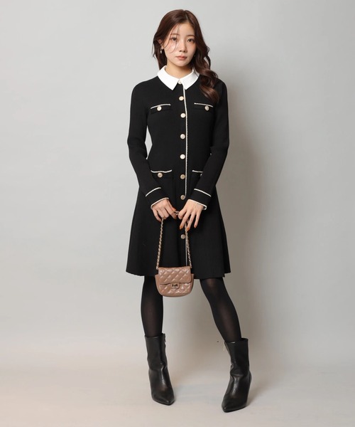 衿付2wayレーストリムニットワンピース（ワンピース）｜Apuweiser