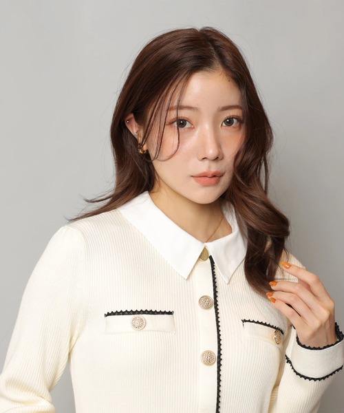 衿付2wayレーストリムニットワンピース（ワンピース）｜Apuweiser