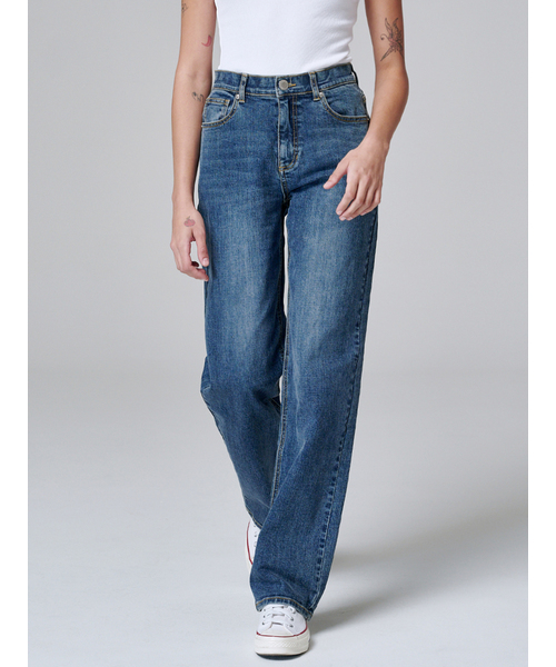 MALOUPE(マロップ)の「9126 ワイドウォッシングデニムパンツ (ミディアムインディゴ)(デニムパンツ・レディース・インディゴブルー・30/26/28)」の1枚目の写真