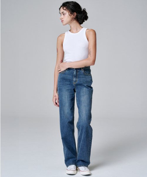 MALOUPE(マロップ)の「9126 ワイドウォッシングデニムパンツ (ミディアムインディゴ)(デニムパンツ・レディース・インディゴブルー・30/26/28)」の9枚目の写真
