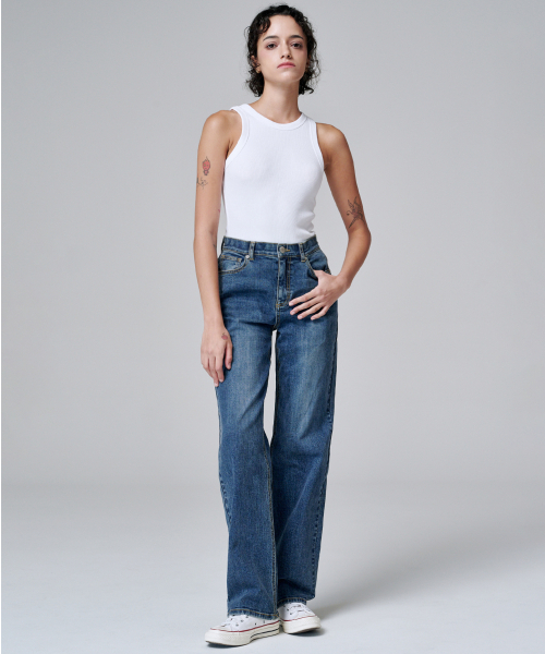 MALOUPE(マロップ)の「9126 ワイドウォッシングデニムパンツ (ミディアムインディゴ)(デニムパンツ・レディース・インディゴブルー・30/26/28)」の8枚目の写真