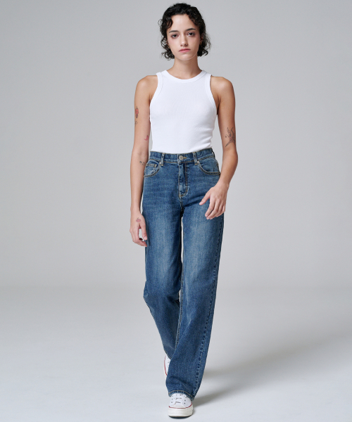 MALOUPE(マロップ)の「9126 ワイドウォッシングデニムパンツ (ミディアムインディゴ)(デニムパンツ・レディース・インディゴブルー・30/26/28)」の7枚目の写真
