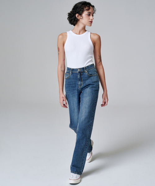 MALOUPE(マロップ)の「9126 ワイドウォッシングデニムパンツ (ミディアムインディゴ)(デニムパンツ・レディース・インディゴブルー・30/26/28)」の6枚目の写真