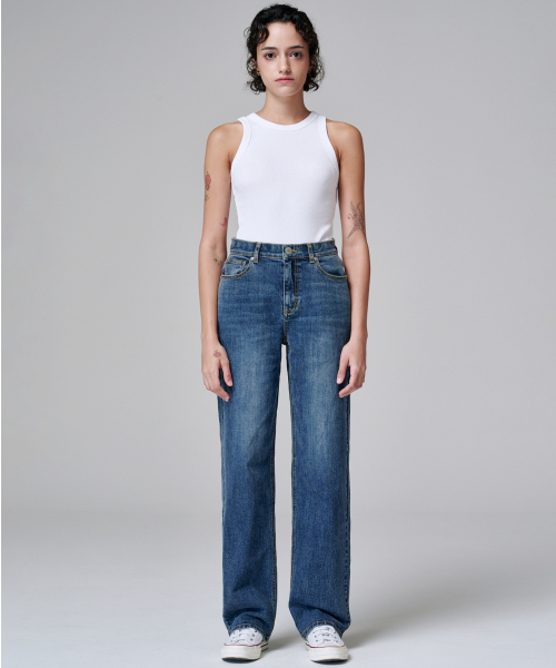 MALOUPE(マロップ)の「9126 ワイドウォッシングデニムパンツ (ミディアムインディゴ)(デニムパンツ・レディース・インディゴブルー・30/26/28)」の5枚目の写真