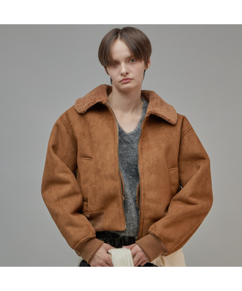 FROMWHERE(フロムウェア)の「Soft Shearing Bomber Jacket Camel(ブルゾン・レディース・その他・FREE)」の1枚目の写真