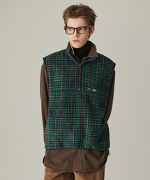 Beyond Closet（-）の「[COLLECTION LINE] レトロチェックユニークロゴハーフジップフリースグリーン（ベスト）」