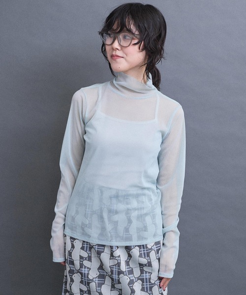 I am I in fact...(アイアムアイインファクト)の「パワーネットチュール インナー(Tシャツ/カットソー・レディース・シルバー/ゴールド/グリーン/ピンク/サックスブルー・FREE)」の11枚目の写真