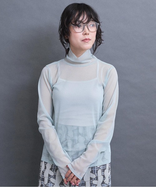 I am I in fact...(アイアムアイインファクト)の「パワーネットチュール インナー(Tシャツ/カットソー・レディース・シルバー/ゴールド/グリーン/ピンク/サックスブルー・FREE)」の14枚目の写真